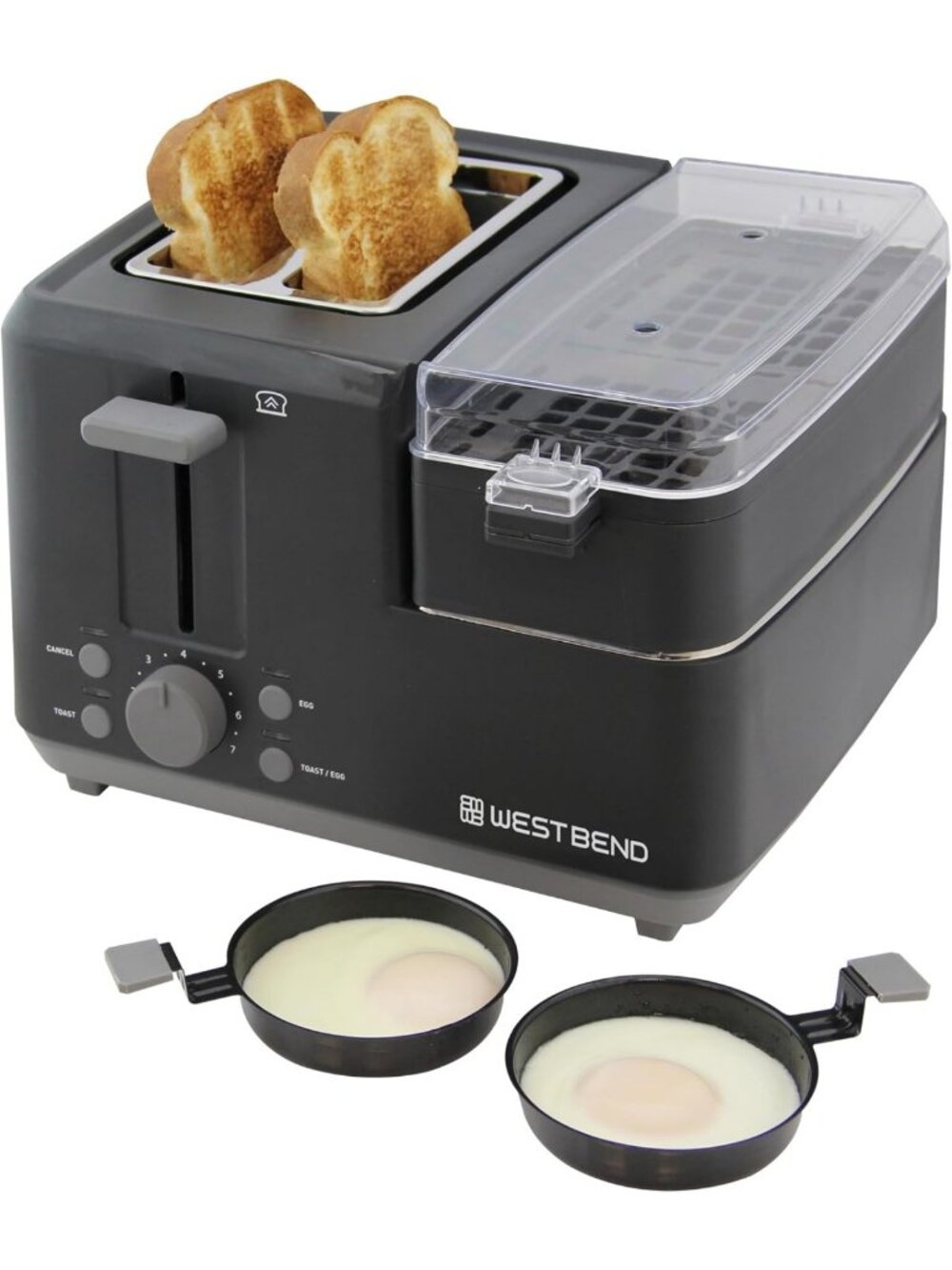 2-Slice Toaster & Egg Cooker with Warming Tray for Perfect Breakfast Sandwiches